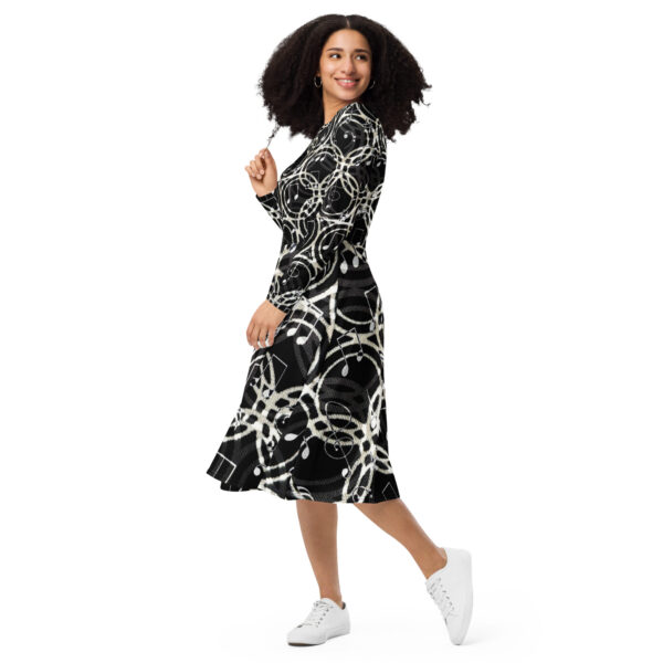 Musical Circles Long Sleeve Midi Dress - Image 3